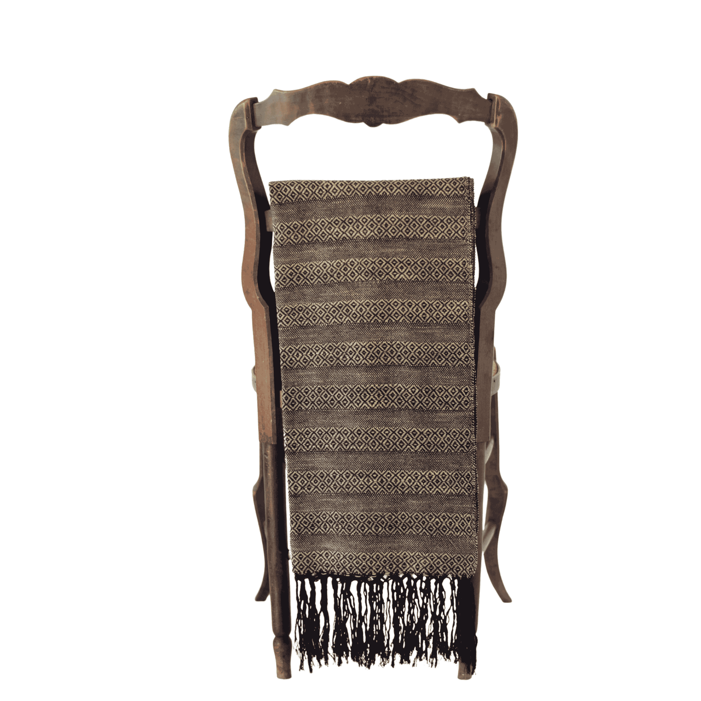 Châle (rebozo) noir et beige avec une harmonie de symboles anciens.